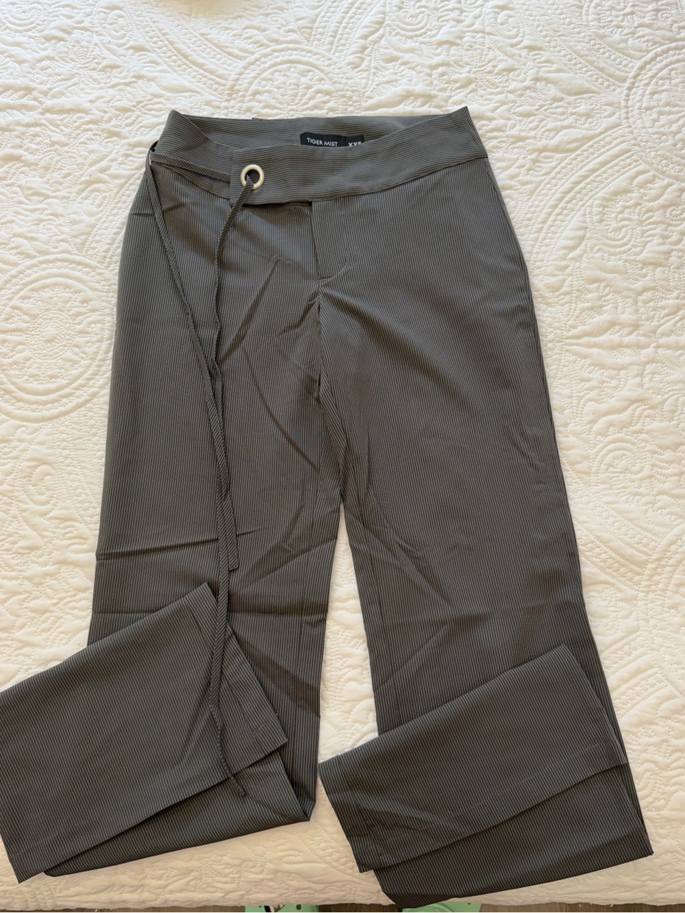 Tiger Mist Grey Tie Waist Pants